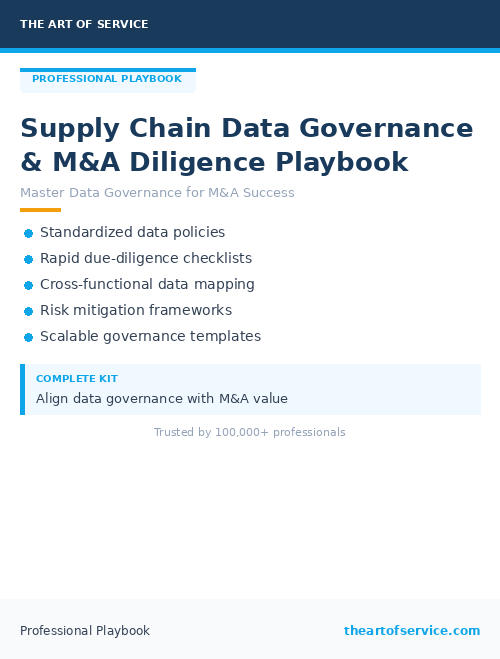 Supply Chain Data Governance & M&A Diligence Playbook