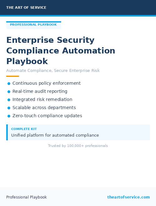 Enterprise Security Compliance Automation Playbook