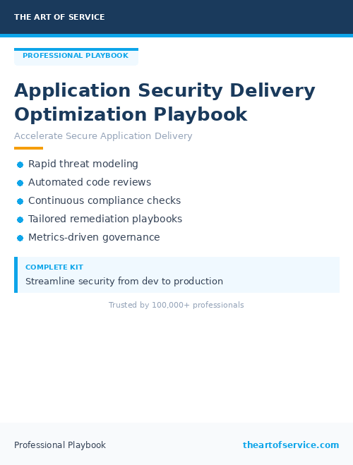 Application Security Delivery Optimization Playbook