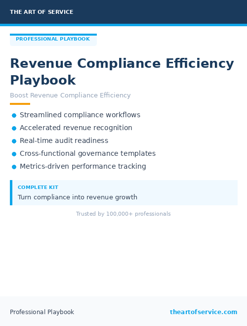 Revenue Compliance Efficiency Playbook