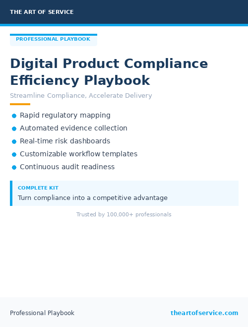 Digital Product Compliance Efficiency Playbook