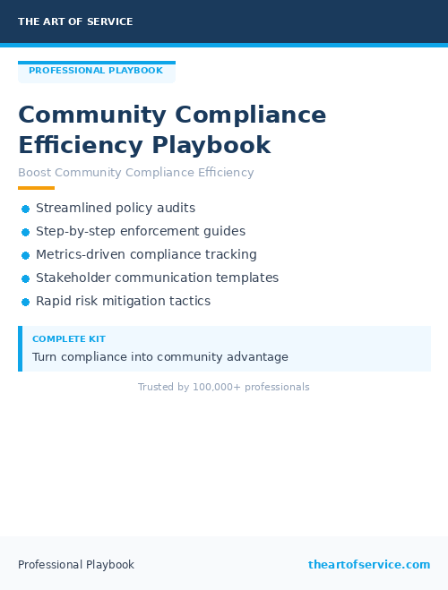 Community Compliance Efficiency Playbook