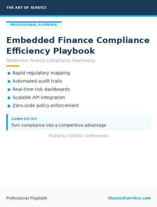 Embedded Finance Compliance Efficiency Playbook