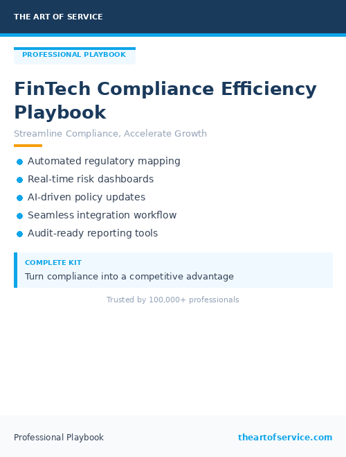 FinTech Compliance Efficiency Playbook