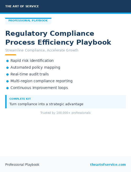 Regulatory Compliance Process Efficiency Playbook