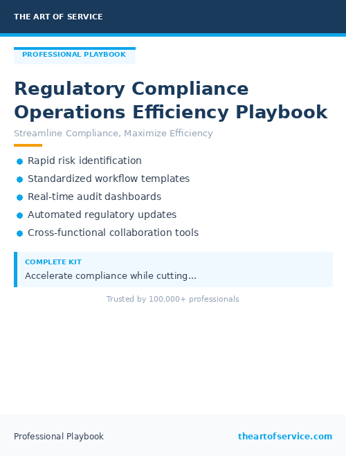 Regulatory Compliance Operations Efficiency Playbook