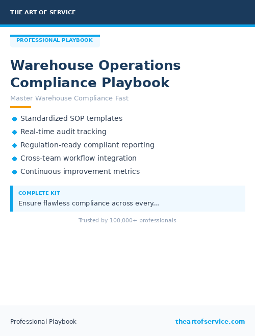 Warehouse Operations Compliance Playbook