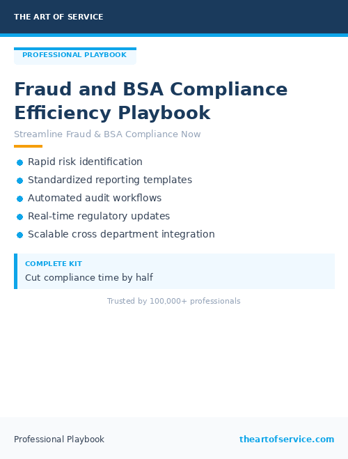 Fraud and BSA Compliance Efficiency Playbook