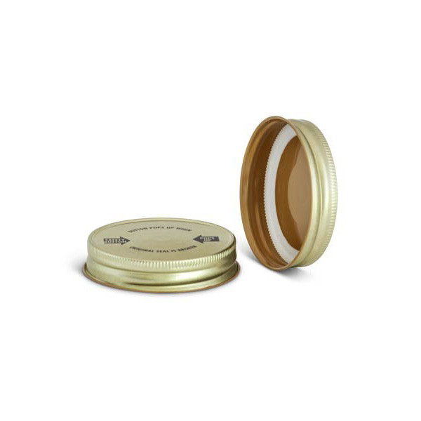 70/450 Gold Metal Button (Generic Printed) Plastisol Lined Cap, Buff Interior 3CPLG0704PW