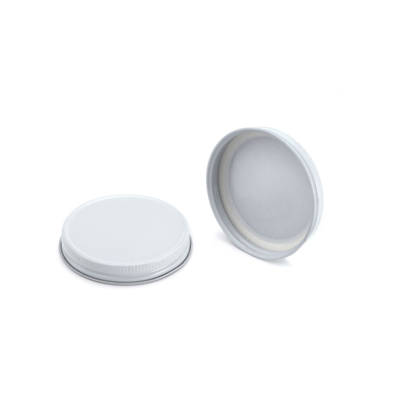 63-400 White Metal Lid, Plastisol Lined Cap w/ White Interior 3CPLW0631CC