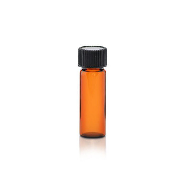 1 Dram Amber Glass Vial w/ 13-425 Black F217 Lined Cap 1GV125001GV