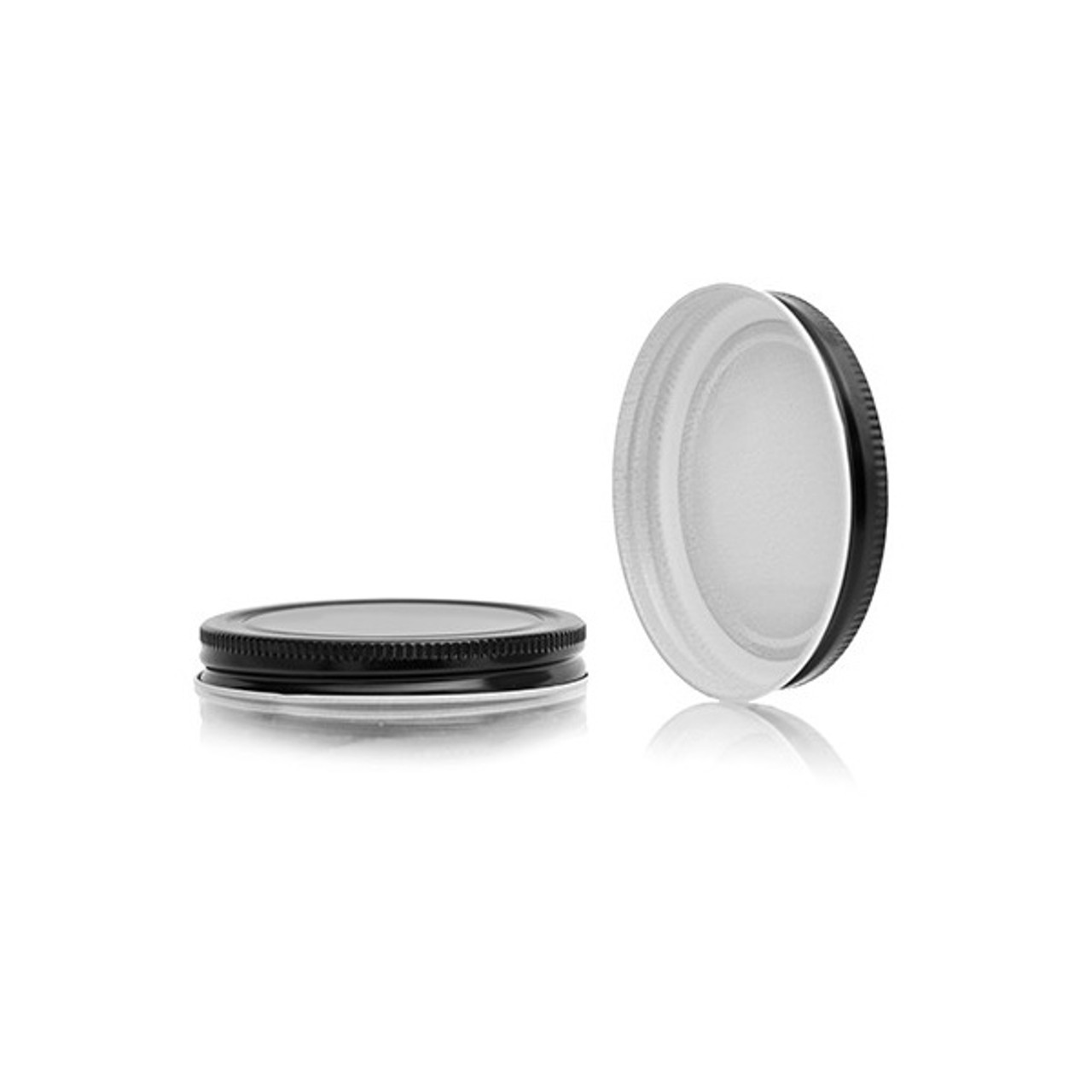 89-400 Black Metal Lid, Plastisol Lined CT Cap w/ White Interior 3CPLB0891PW