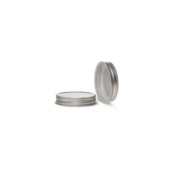 70-450 Silver Metal Cap, Plastisol Lined Lid w/ White Interior 3CPLS0702PW