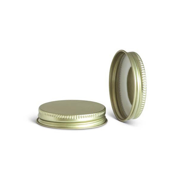 48-400 Gold Metal Lid, Plastisol Lined CT Cap w/ Gold Interior 3CPLG0481PW