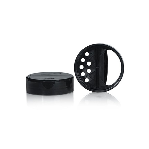 63-485 Black Dual Flap 7 Hole PS Lined Spice Cap 2DS0633WC
