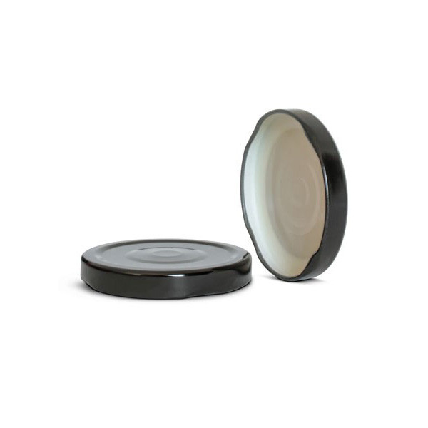 63mm T/O Black Metal Button Plastisol Lined Cap 3TPLB0631MY