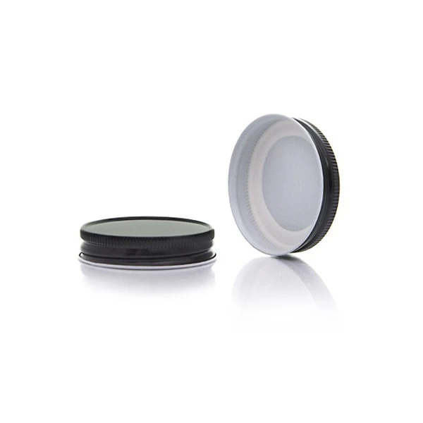 70-450 Black Metal Lid, Plastisol Lined CT Cap w/ White Interior 3CPLB0701PW