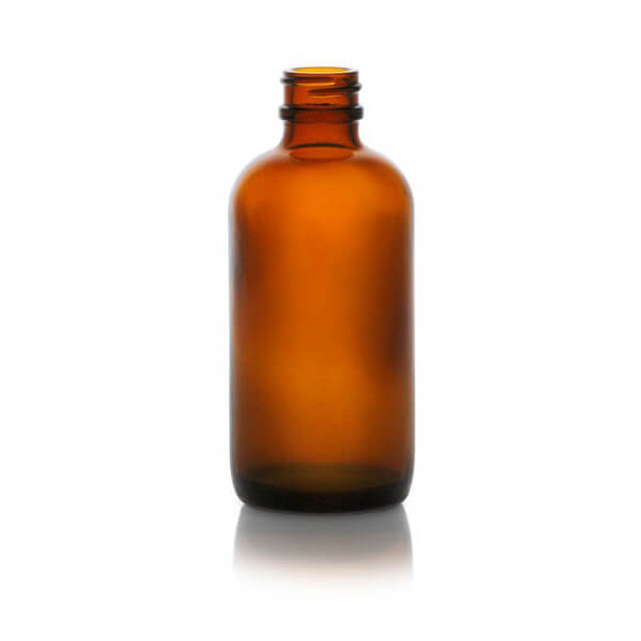 4 oz Amber Glass Boston Round Bottle - 22-400 Finish (Case of 128) 1BR04011SPGC