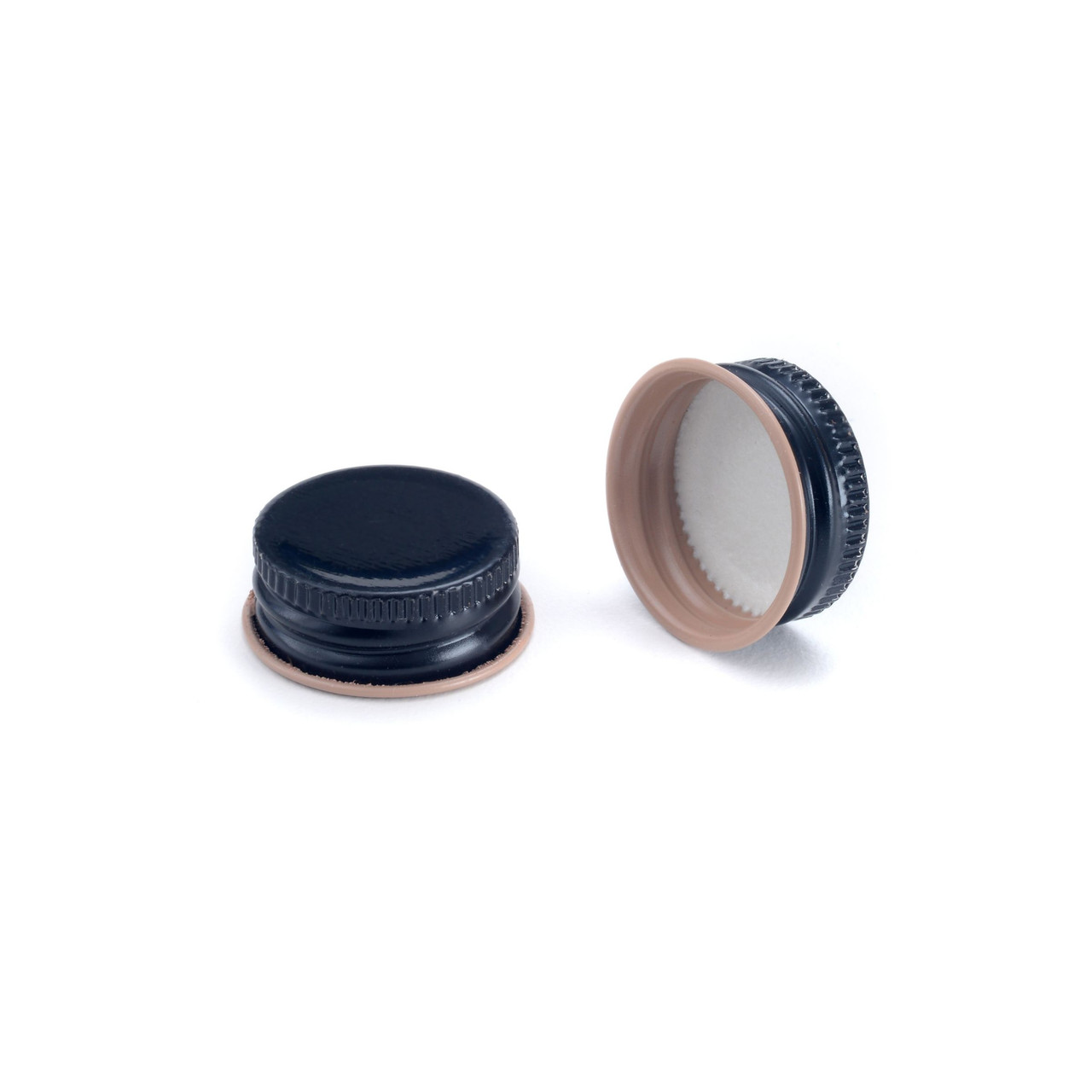 22-400 Black Metal Lid, Plastisol Lined Cap W/ Buff Edge 3CPLB0221KY