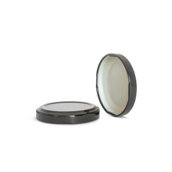 48mm T/O Black Metal Plastisol Lined Cap 3TPLB0481PW