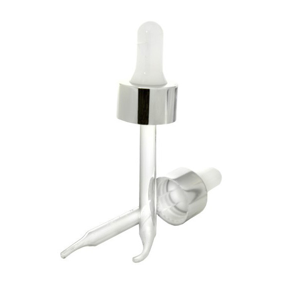20-400 1oz Silver / White Glass Dropper 2DP0204MC