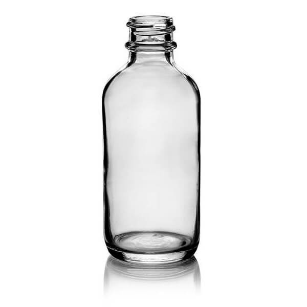 2 oz Clear Glass Boston Round Bottle - 20-400 Finish (Case of 24) 1BR020211
