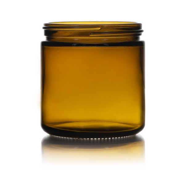 16oz Glass Amber Straight-Sided Jar - 89/400 Finish (Case of 12) 1SSA161GHG