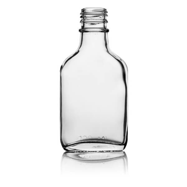 100ml Glass Flask Bottle - 28 mm Finish (Case of 12) 1FLSK1001GHG