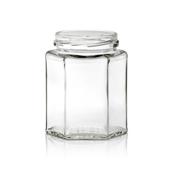 270ml (9oz) Glass Hex Jar - 63mm Lug Finish (Case of 12) 1HEXT2502GHG