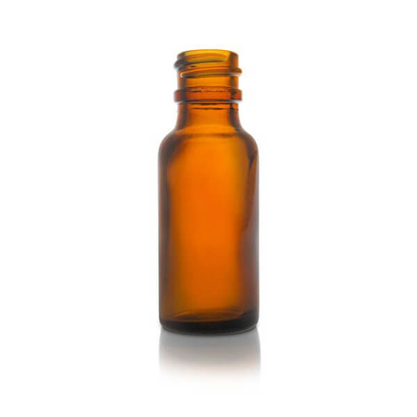 1/2 oz Amber Glass Boston Round Bottle - 18/400 Finish (Case of 24) 1BR005111