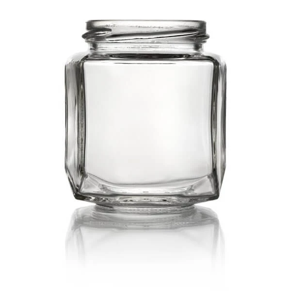 270ml (9 oz) Glass Oval Hexagon Jar - 63mm Lug Finish (Case of 12) 1OVL081GHG