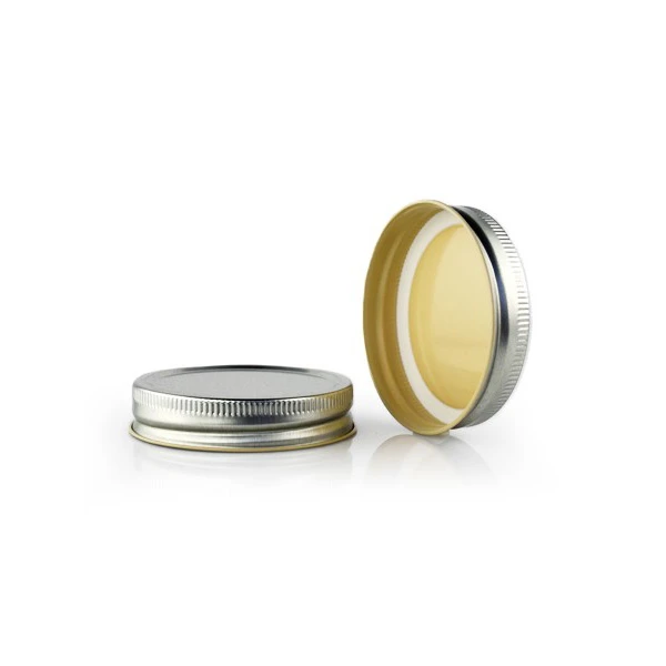 70-450 Silver Metal Lid, Plastisol Lined Cap w/ Buff Interior 3CPLS0702MY