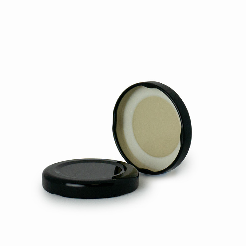 48mm T/O Black Metal Plastisol Lined Cap 3TPLB0481MY