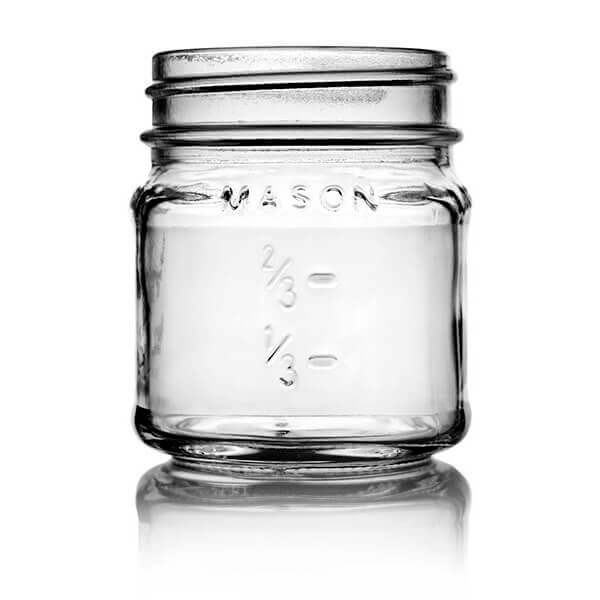 8oz Glass Square Mason Jar -70/450 Finish (Case of 12) 1MAS083GHG
