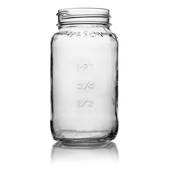 25oz Glass Square Mason Jar - 70/450 Finish (Case of 12) 1MAS251LN