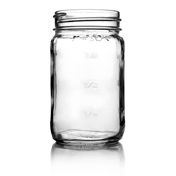 16oz Glass Square Mason Jar - 70/450 Finish (Case of 12) 1MAS161LN