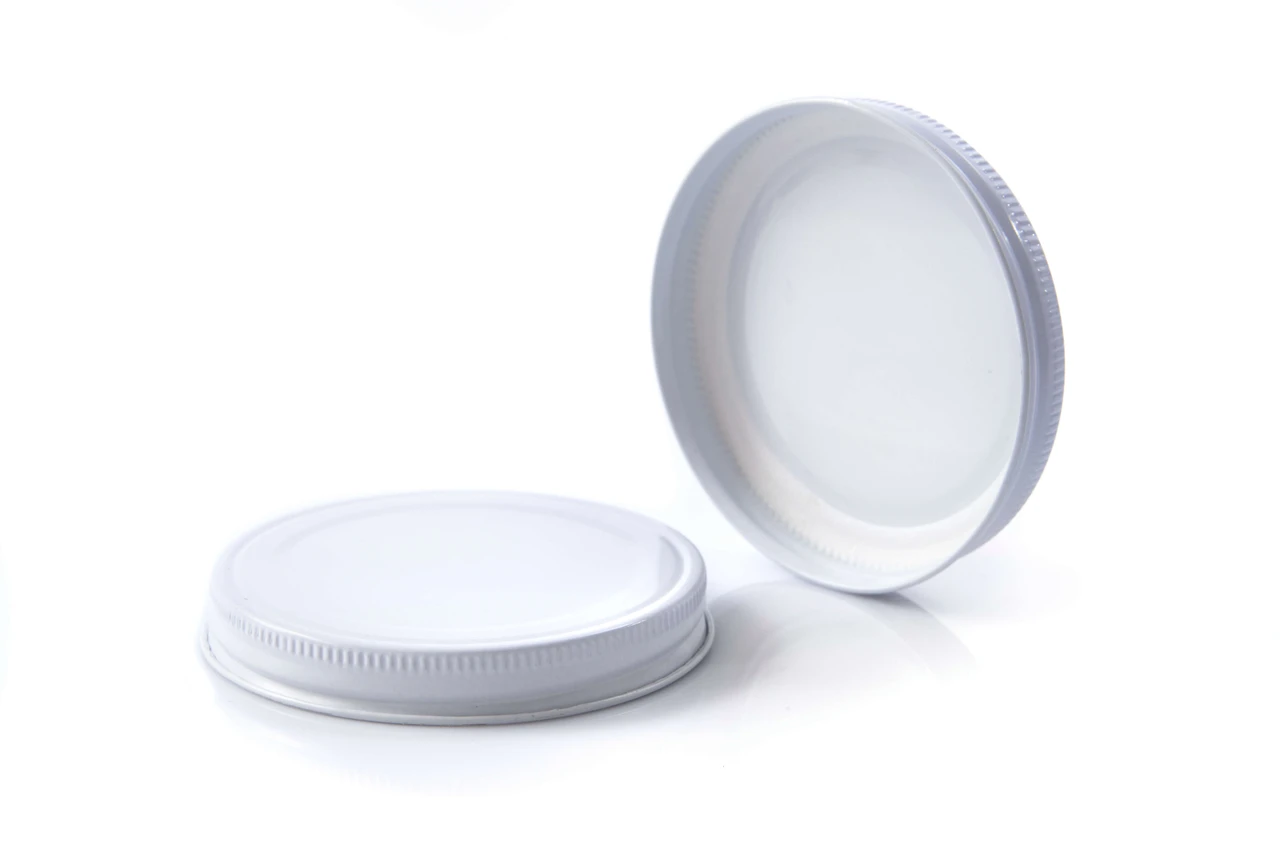 83-400 White Metal Lid, Plastisol Lined Cap w/ White Interior 3CPLW0831KY