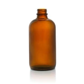 8 oz Amber Glass Boston Round Bottle - 24-400 Finish (Case of 96) 1BR080112SPGC