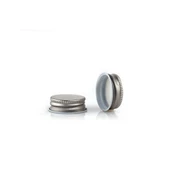 28/400 Silver Metal Lids, Plastisol Lined Cap W/ White Interior 3CPLS0282PW