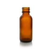 1 oz Glass Amber Boston Round Bottle - 20/400 Finish (Case of 360) 1BR01011SPGC