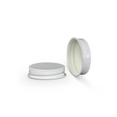 38-400 White Metal Lid, Plastisol Lined Cap w/ White Interior 3CPLW0381PW