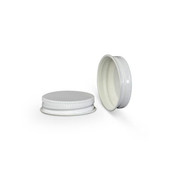 38-400 White Metal Lid, Plastisol Lined Cap w/ White Interior 3CPLW0381PW