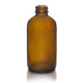8 oz Amber Boston Round Glass Bottle - 28/400 Finish (Case of 12) 1BR080121GHG