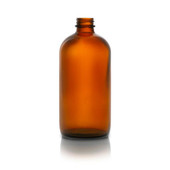 16 oz Amber Glass Boston Round Bottle - 28/400 Finish (Case of 12) 1BR160111GHG