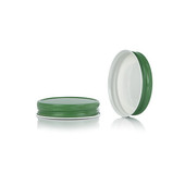 70-450 Green Metal Lid, Plastisol Lined CT Cap w/ White Interior 3CPLGR0701PW