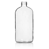 32 oz Clear Glass Boston Round Bottle - 33/400 Finish (Case of 12) 1BR32022SGC
