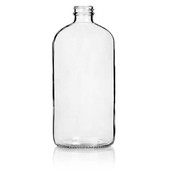 32 oz Clear Glass Boston Round Bottle - 33/400 Finish (Case of 12) 1BR32022SGC