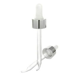 20/400 2 oz Glass Dropper Silver / White 2DP0206MC