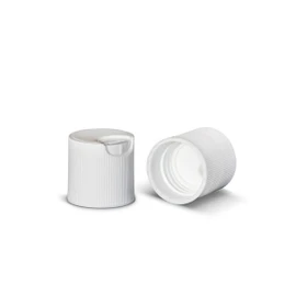 24-410 White Polypropylene Ribbed Disc Top Cap 2DS02414EJ