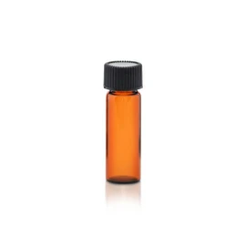 1 Dram Amber Glass Vial w/ 13-425 Black F217 Lined Cap 1GV125001GV